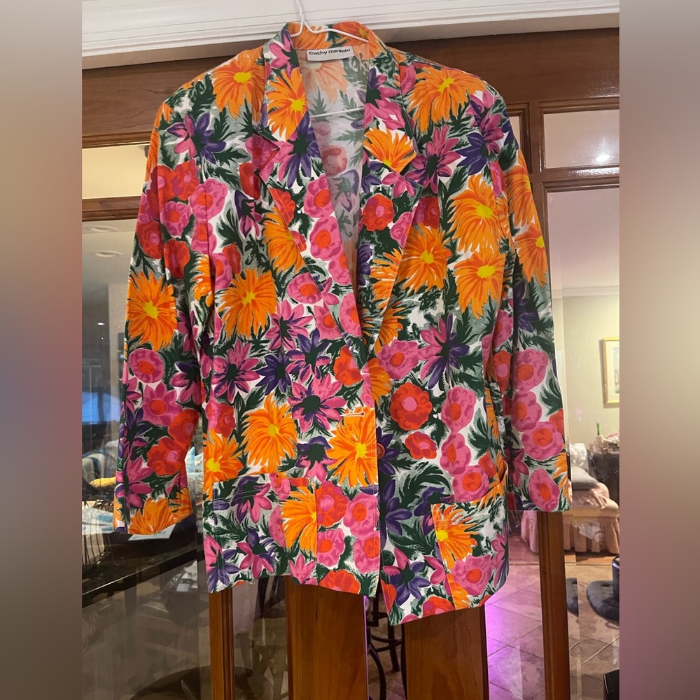 Cathy Daniels Floral Jacket in Orange, Pink & Green